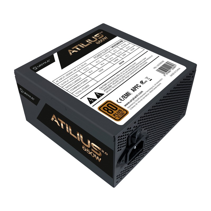 FUENTE ALIMENTACION UNYKA ATILUS 2.0 650W. 80+ BRONCE